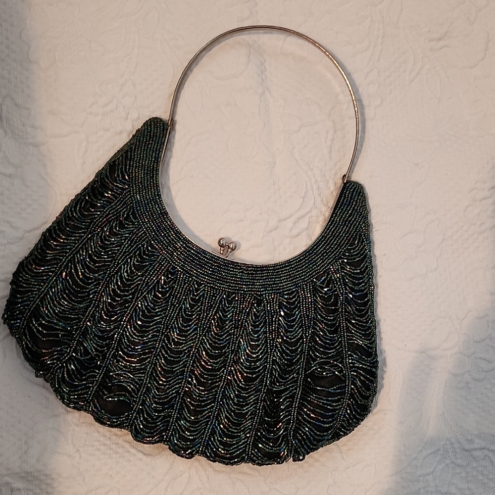 Elegant Black Beaded Women's Bag